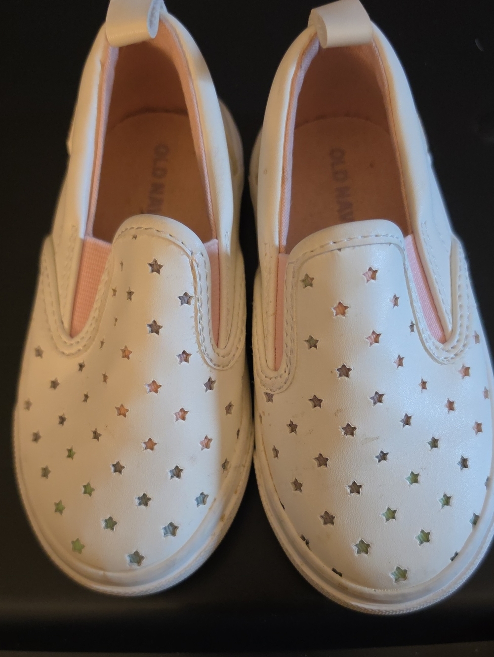 Old Navy White Slip-On Star Sneakers with Pink Accents